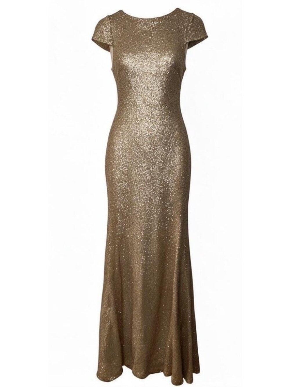 Sorella Vita Sequin Bridesmaid Gown Sz 12 Champagne Drape Back Formal Prom